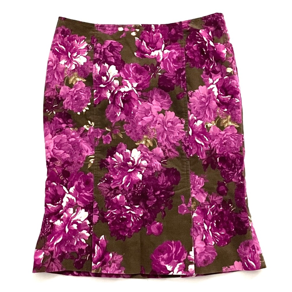 D. Exterior Pink Floral Velvet Trumpet Skirt Size M/L 10/12